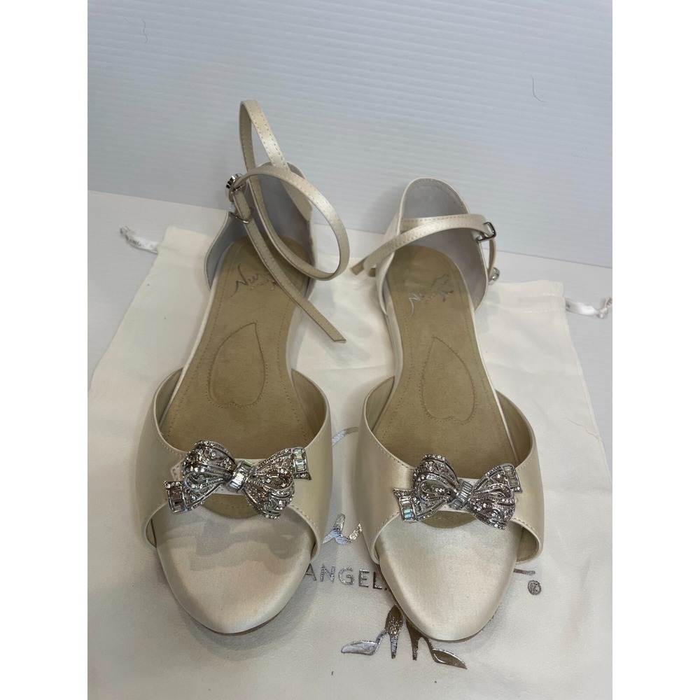 Angela Nuran Audrey Dyeable Silk Tiny Wedge Shoes White Size US 8‎ MSRP $345 NIB - Picture 3 of 10